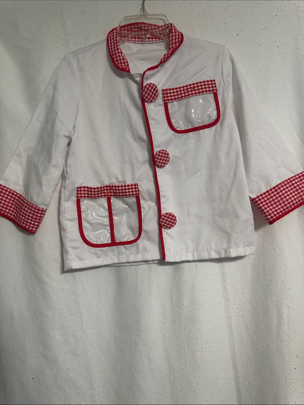 Kids White and Red Chef Jacket Costume with Gingham Trim